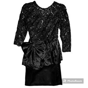 Vintage 80s Dropwaist Sequined Cocktail Dress